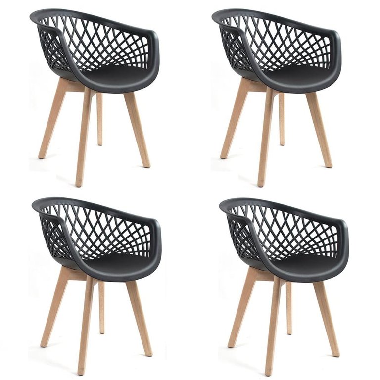 Kit 4 Cadeiras Web Wood Preto