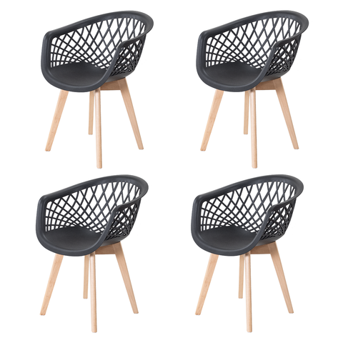 Kit 4 Cadeiras Web Wood Polipropileno para Sala Varanda e Área Gourmet