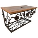 Ver imagem 4 de Bancada de Madeira e Ferro com Rosas em Verniz Para Banheiros Libertas Rosas Artesanato Bancada Rosa