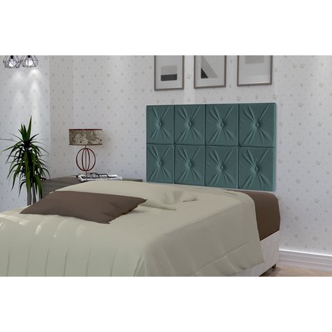 Painel de Cama Box Botão Solteiro 90 Elegance Cor Azul - Comprar Móveis em Casa