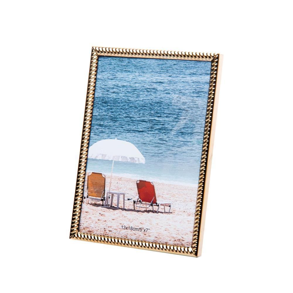 Porta-retrato de Aço Inox Spiral Dourado 13cm X 18cm