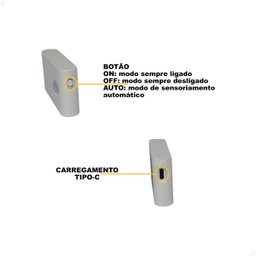 Balizador Noturno C/ Sensor de Movimento Led 2w Recarregável Branco - 4