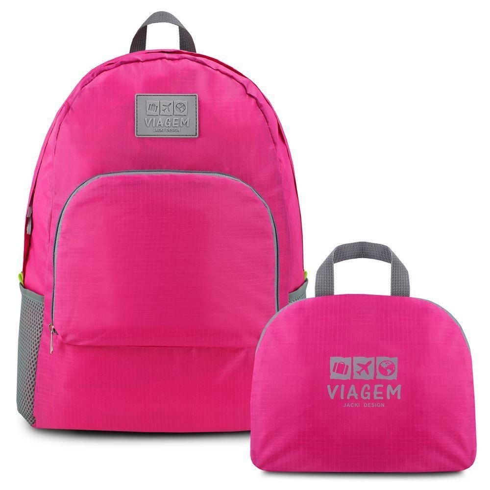 Mochila Dobrável para Viagem Estampa Lisa Jacki Design Fúcsia - 6