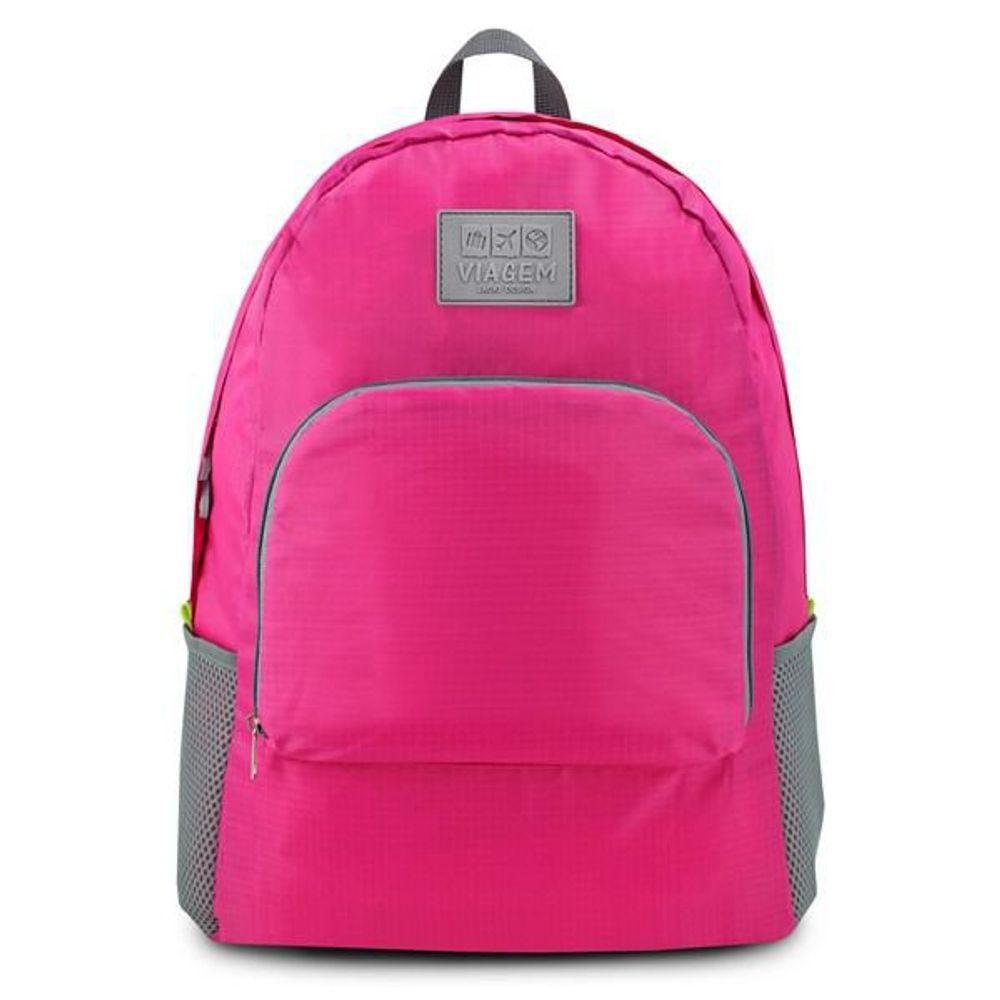 Mochila Dobrável para Viagem Estampa Lisa Jacki Design Fúcsia - 7