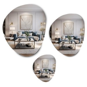 Kit 3 Espelhos Orgânico Decorativo Moderno Reduna