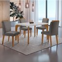 Ver imagem 1 de Conjunto Sala de Jantar Mesa Liz 120cm em Mdf Canto Reto e 4 Cadeiras Athenas Moderna