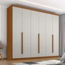 Ver imagem 3 de Guarda Roupa Casal Monumento 6 Portas de Bater 4 Gavetas MDP Cinamomo Areia Milani Movelaria 271.2cm