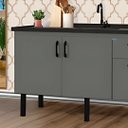 Ver imagem 2 de Gabinete de Cozinha 2 Portas Armário de Pia 2 Gaveta 144cm:cinza