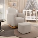 Ver imagem 2 de Poltrona de Amamentação com Balanço e Puff Orgânico Saori W01 Bouclê Creme - Lyam Decor