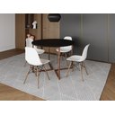 Ver imagem 1 de Mesa Industrial Base Ferro Cobre em V Tampo 110cm Preto 4 Cadeiras Eames Madeira Assento Branco