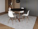 Ver imagem 1 de Mesa Industrial Base Ferro Cobre em V Tampo 110cm Preto 4 Cadeiras Eames Madeira Assento Branco