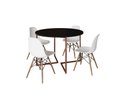 Ver imagem 2 de Mesa Industrial Base Ferro Cobre em V Tampo 110cm Preto 4 Cadeiras Eames Madeira Assento Branco