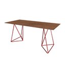 Ver imagem 2 de Escrivaninha Bela Vista Cavalete Tampo Imbuia Base Ferro Vermelho