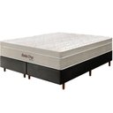 Ver imagem 1 de Cama Box Preta + Colchão King Size Santa Cruz Bege Molas Ensacadas Euro Pillow 193x203x72cm