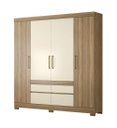 Ver imagem 2 de Roupeiro Casal Bilbão 4 Portas e 4 Gavetas - Amêndola Touch/off White Demóbile