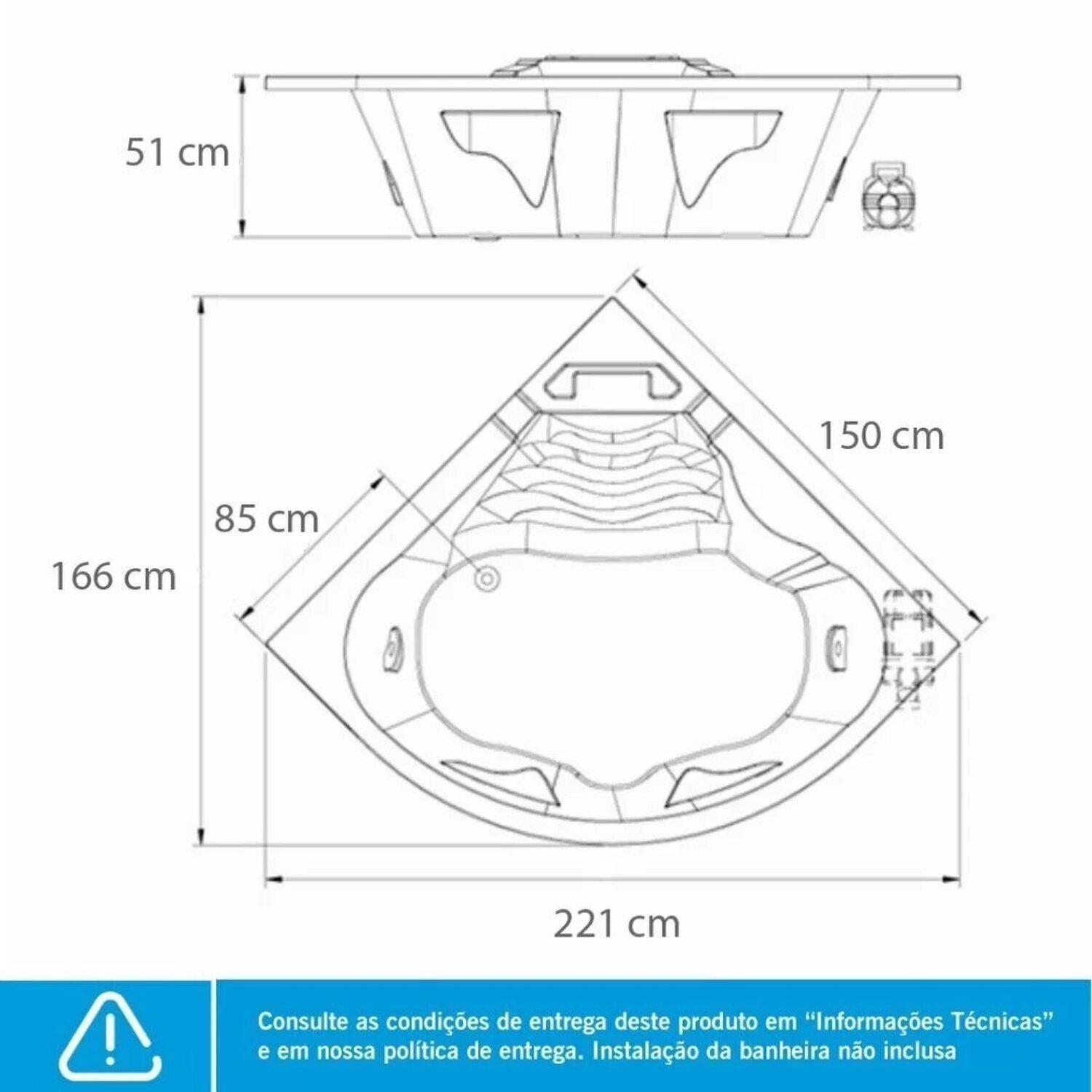 Banheira de Hidromassagem Acapulco Gran Luxo 150x211x51cm - P2 - 220v - com Aquecedor - 4