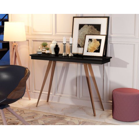 Aparador Moderno Cantinho do Café Premium Pés Madeira Classic Resistente Decorativo Luxo Cor Preto