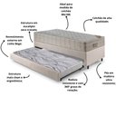 Ver imagem 4 de Bicama Box Solteiro Linho 88x188x28 Cm com Colchão Airtech Ortobom Molas Ensacadas