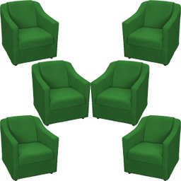 Kit 6 Poltronas Decorativas Para Sala De Espera Recepção Escritório Consultório Suede - 1
