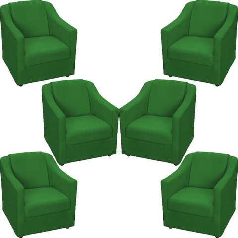 Kit 6 Poltronas Decorativas Para Sala De Espera Recepção Escritório Consultório Suede