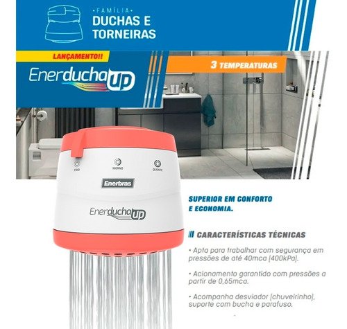 Chuveiro Ducha Enerbras Enerducha Up - Vermelho - 5500 W - 127v - 4