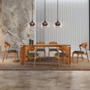 Ver imagem 1 de Mesa de Jantar Tokyo Tampo 180cm Madeira Laminado com 6 Cadeiras Celeste Gold Marrom/Jade/Cinamomo I