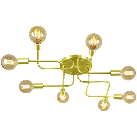 Lustre Sputnik Aranha 8 Braços Dourado Quarto Sala Cozinha