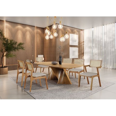 Sala de Jantar Madeira Maciça 6 Cadeiras - Elegance Harmonia