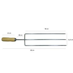 Kit 6 Espetos 59 Cm Churrasco + Garfo Rastelo E Pá e Suporte - 3