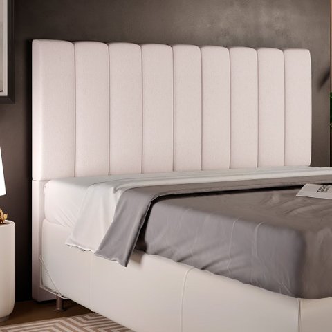 Cabeceira Cama Box King 195 cm Dália W01 Linho Cru - Lyam Decor