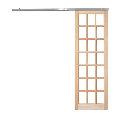 Porta Correr Quadriculada Kit Aluminio 210x62