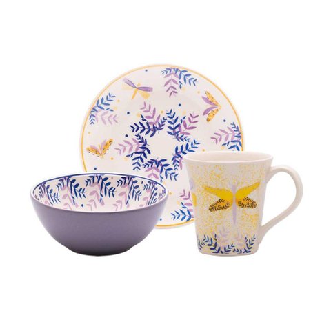 Conjunto Lanche 3 Peças Oxford Unni Lusco-Fusco