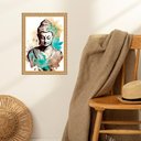 Ver imagem 1 de Quadro Moldura Dourada Aquarela Buda 24x18cm:com Acetato