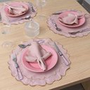 Ver imagem 2 de Kit 6 Jogos Americanos Redondo com Guardanapos Bordado - Florata Rosê