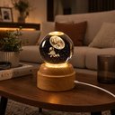 Ver imagem 6 de Luminaria Infantil LED 7 Cores RGB Giratoria Globo Astronauta 3D Abajur de Mesa Esfera Madeira Decor