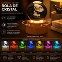 Ver imagem 3 de Luminaria Infantil LED 7 Cores RGB Giratoria Globo Astronauta 3D Abajur de Mesa Esfera Madeira Decor