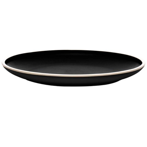 Conjunto 24 Pratos Rasos 21,5cm Sushi Sashimi Melamina Preto Fosco Servir Restaurantes