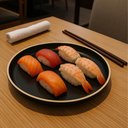 Ver imagem 6 de Conjunto 24 Pratos Rasos 21,5cm Sushi Sashimi Melamina Preto Fosco Servir Restaurantes