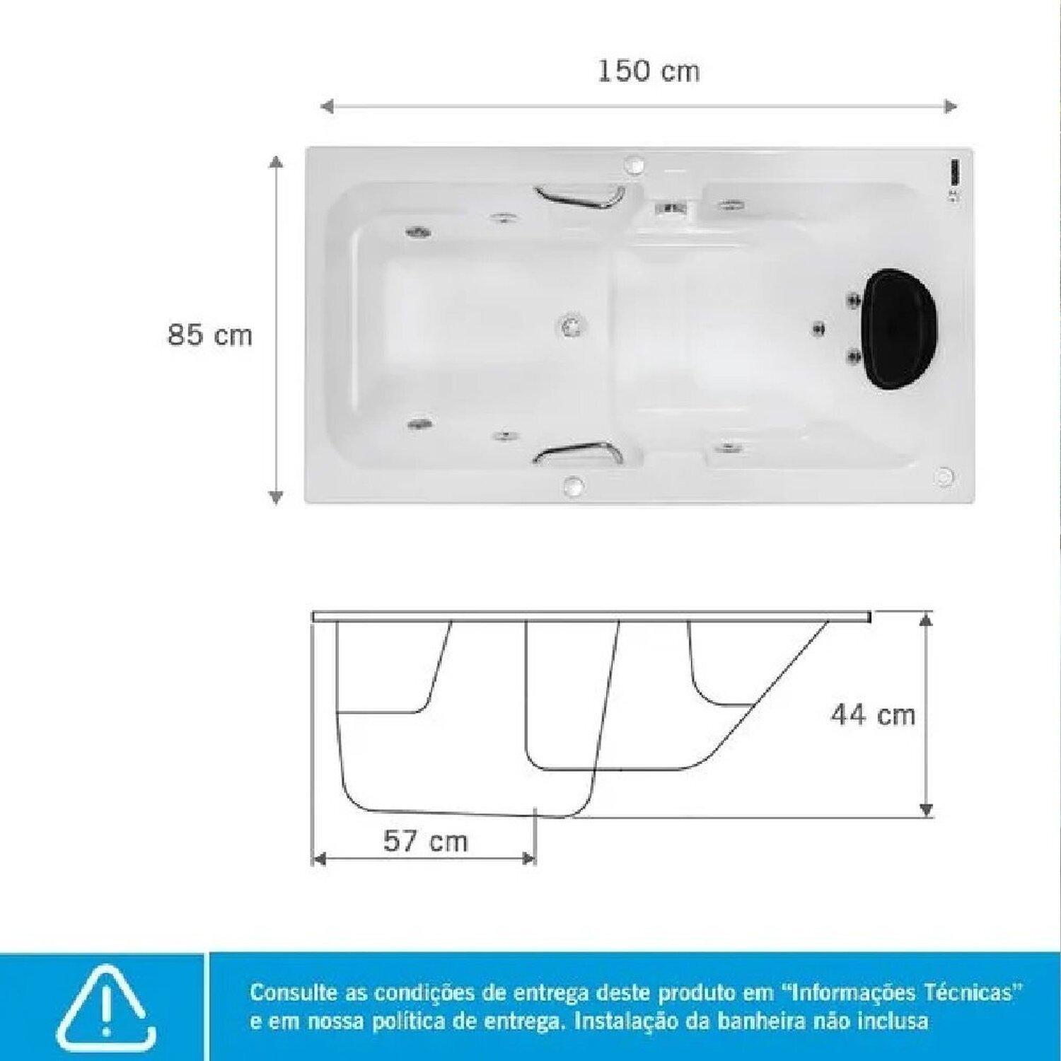 Banheira de Hidromassagem Box Gran Luxo 150x85x44cm - P6 - 110v - sem Aquecedor - 5