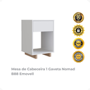 Ver imagem 2 de Mesa de Cabeceira 1 Gaveta Nomad B88 Emovell: Branco/montana