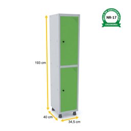 ROUPEIRO DE AÇO 1M 02 PORTAS PITÃO PANDIN - CINZA/VERDE GRP 501/2 DI - 2