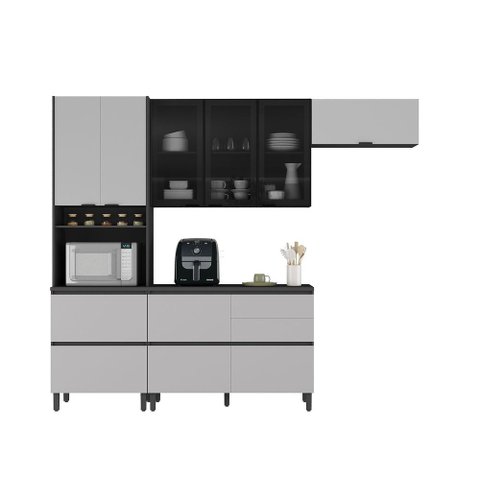 Cozinha Completa Itatiaia Lumina 270cm em Madeira Mdf Grafite/fendi