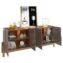 Ver imagem 3 de Buffet Aparador Lizz 190cm 4 Portas com Adega Cinza Pérola/cedro - Casa D