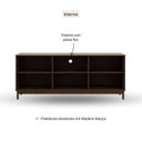 Ver imagem 4 de Rack 160cm Pés em 2 Portas e Nicho Madeira Maciça Essência Marrom Café