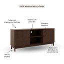 Ver imagem 5 de Rack 160cm Pés em 2 Portas e Nicho Madeira Maciça Essência Marrom Café