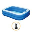 Ver imagem 1 de Piscina Inflável Retangular Azul 302 Litros 150 cm Com Bomba PVC VG+ VG Plus