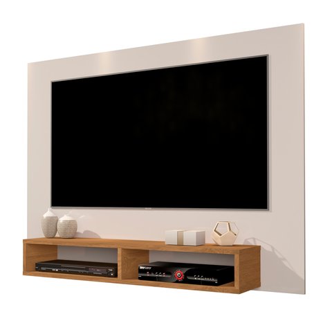 Painel Suspenso para Quarto Tv de até 55 Polegadas Ipanema - Giga Móveis:off White/nature
