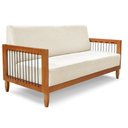 Ver imagem 5 de Kit 2 Poltronas e Sofá Living 2 Lugares Marilia 1,60m Linho Bege Base em Madeira Castanho - Pallazio