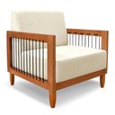 Ver imagem 4 de Kit 2 Poltronas e Sofá Living 2 Lugares Marilia 1,60m Linho Bege Base em Madeira Castanho - Pallazio