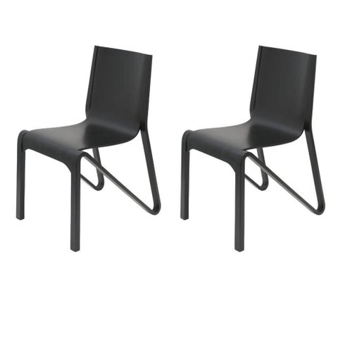 Kit 2 Cadeiras Empilhável Vermont Fratini 38 Cm (larg) Estrutura em Madeira Preto Multilaminada